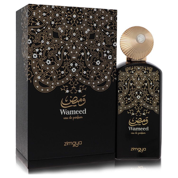 Afnan Zimaya Wameed Eau De Parfum Spray in sleek black bottle with gold accents, unisex fragrance by The Fragrance Avenue.