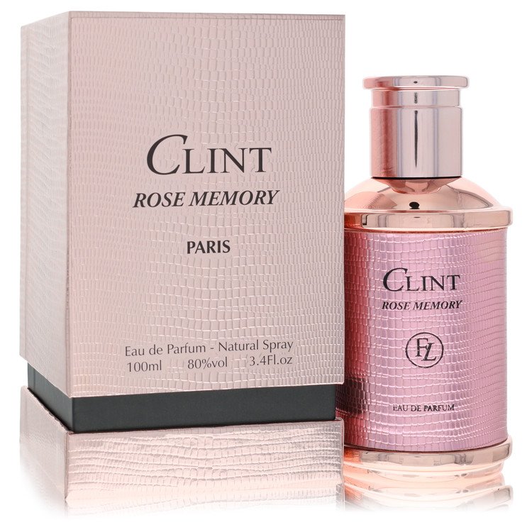 A pink glass bottle of L'Orientale Clint Rose Memory Eau De Parfum Spray 3.4 oz / 100 ml for Women by The Fragrance Avenue.