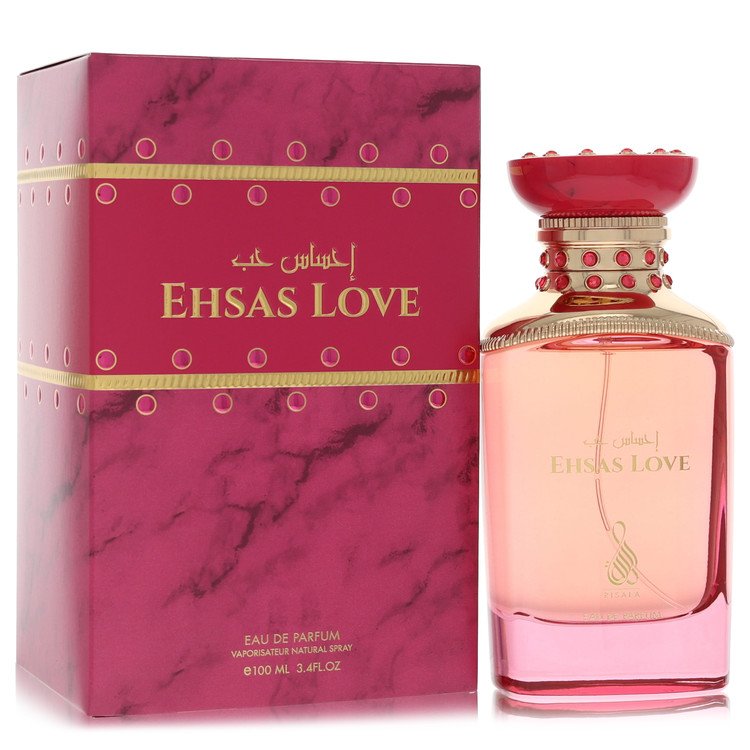 Blue glass bottle of Risala Ehsas Love Eau De Parfum Spray 3.4 oz for Men by The Fragrance Avenue