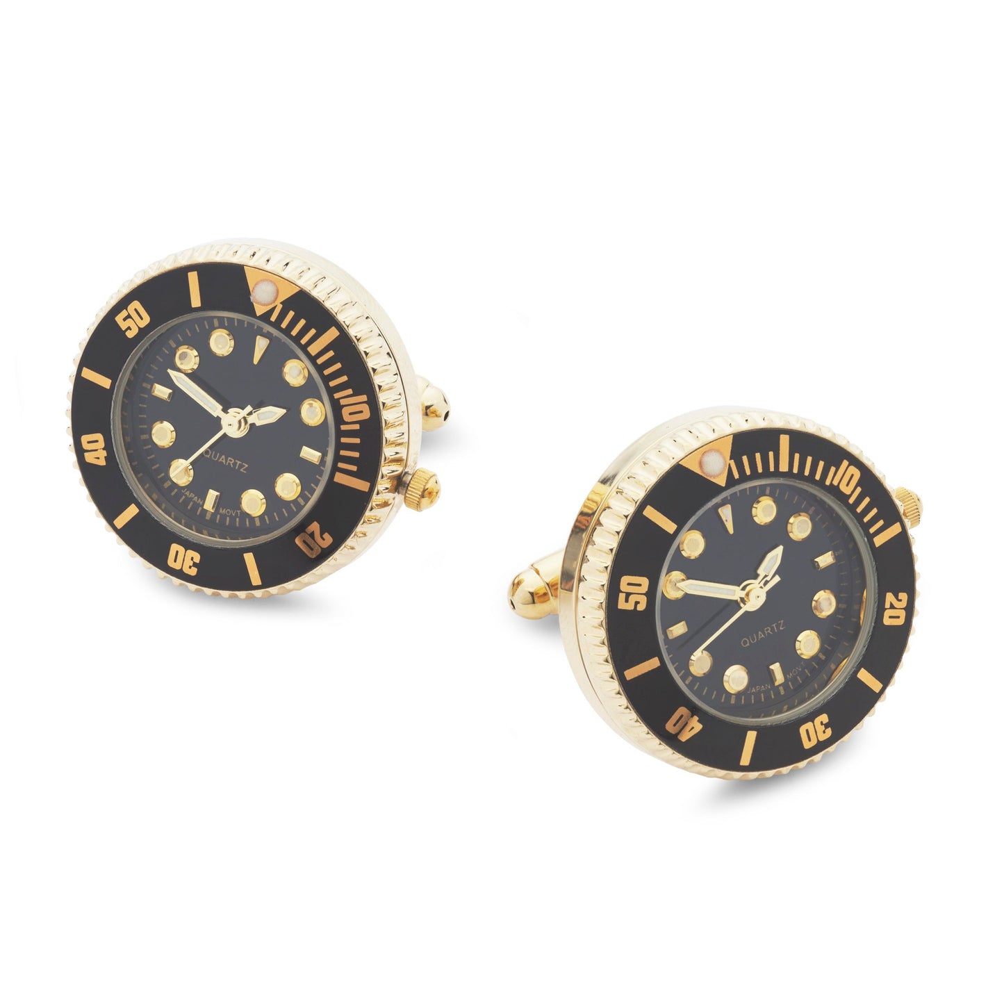 Working Watch Cufflinks In Black And Gold Benson & Clegg