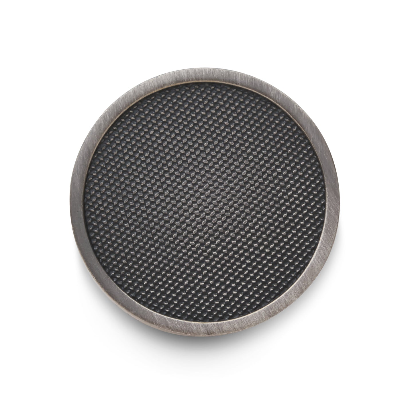 Antique silver blazer button with diamond weave texture by Benson & Clegg.