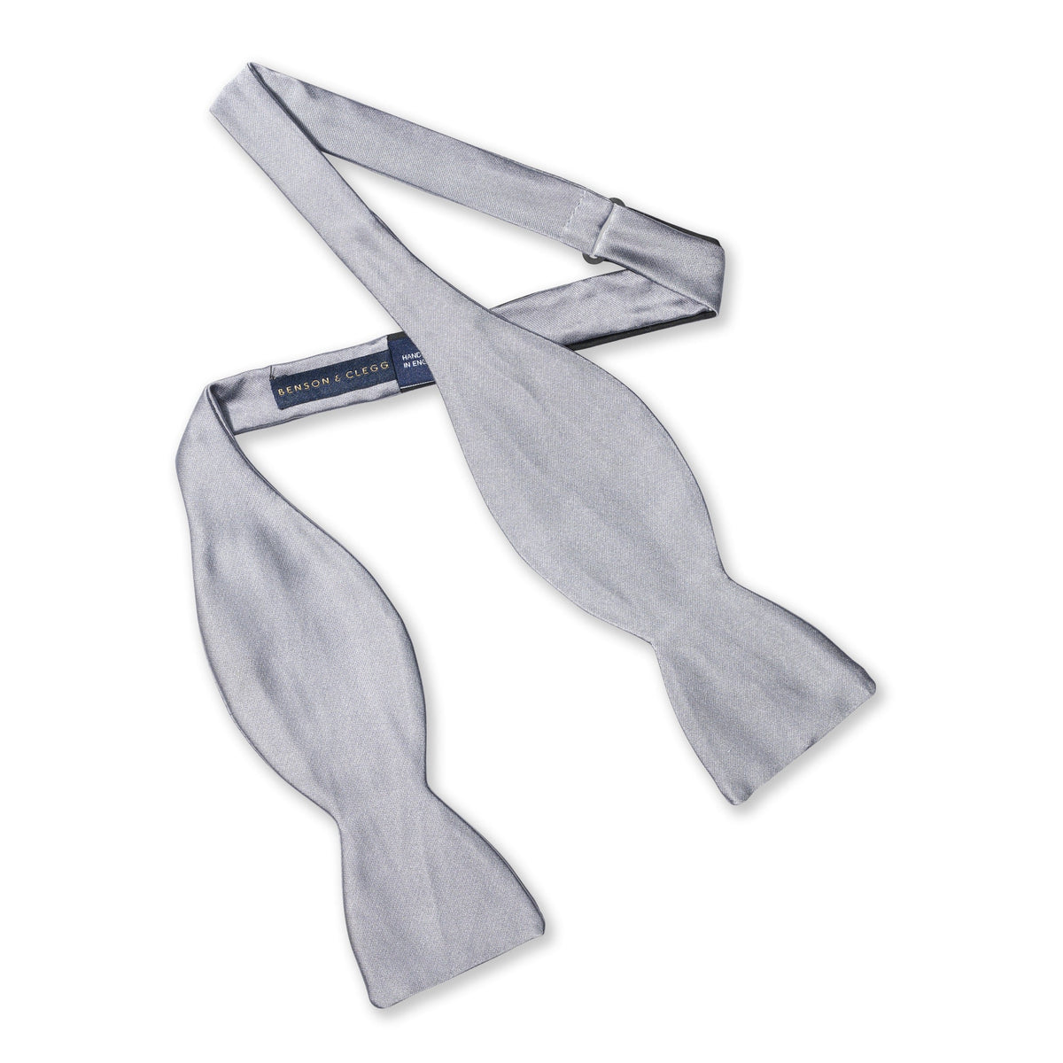 Silver Satin Silk Self-Tie Bow Tie Benson & Clegg