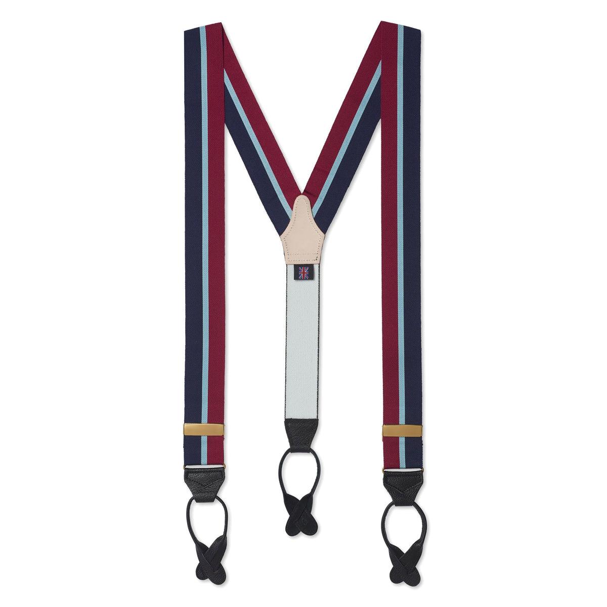 Royal Air Force braces in black leather with brass fittings by Benson & Clegg.