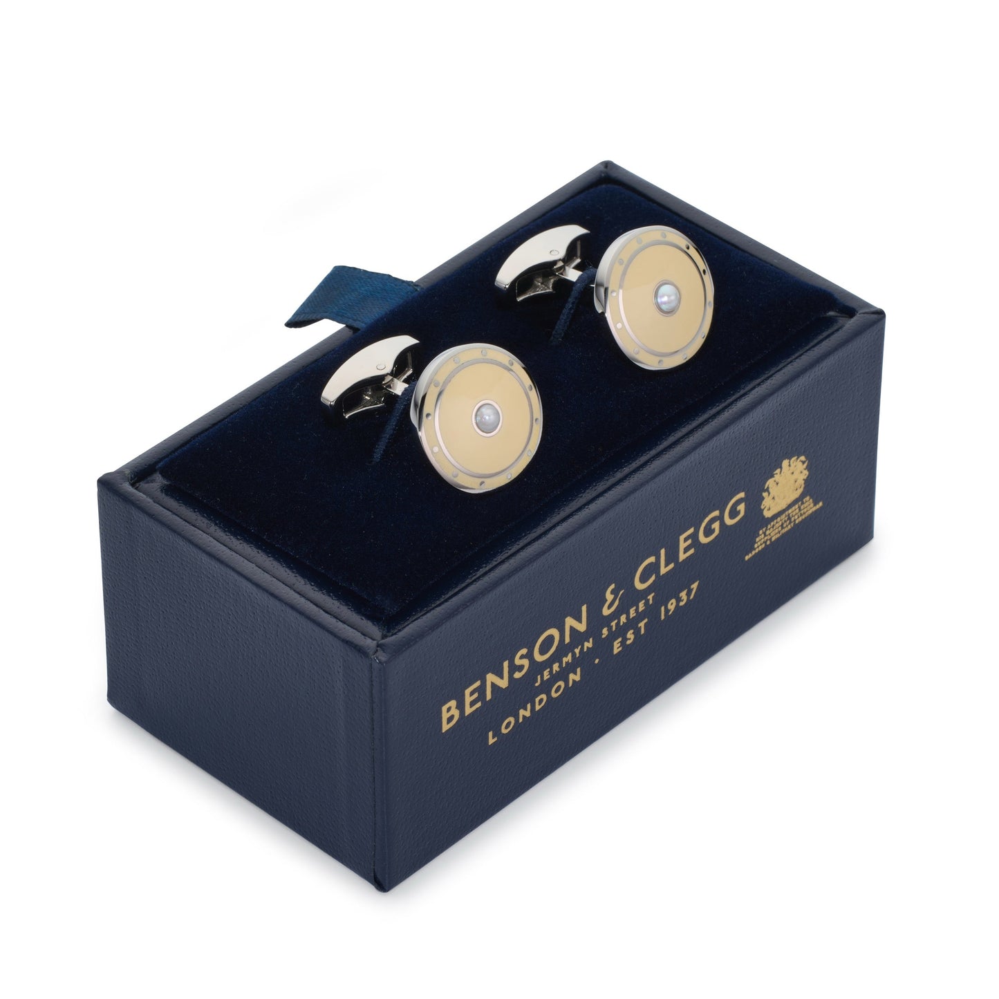 Halo Cufflinks In Ivory Gold Benson & Clegg