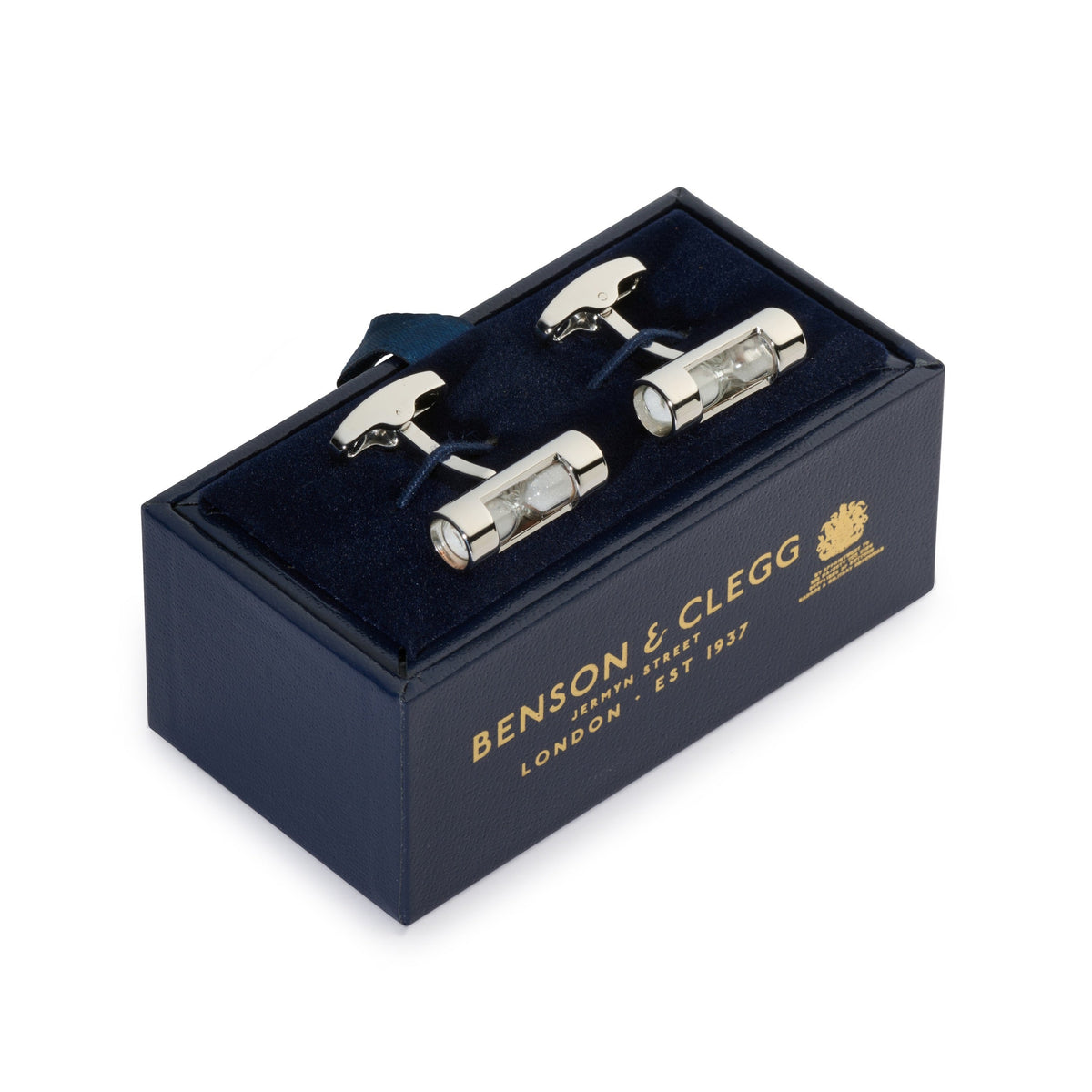 Hourglass Cufflinks In Silver Benson & Clegg