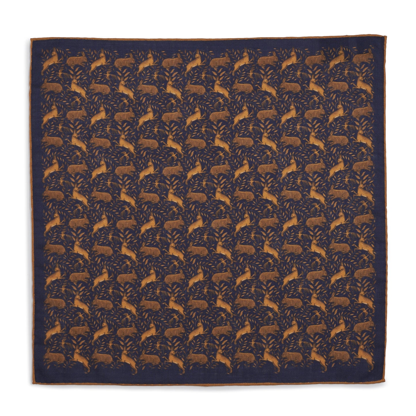 Countryside Hare (Wool & Silk Mix) Pocket Square In Navy Benson & Clegg