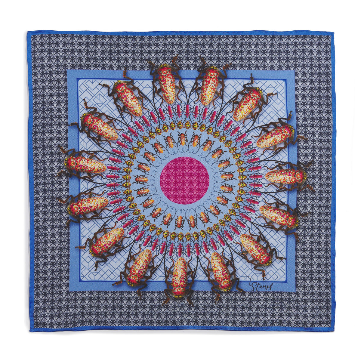 Beetle Parade Sky Pocket Square Benson & Clegg