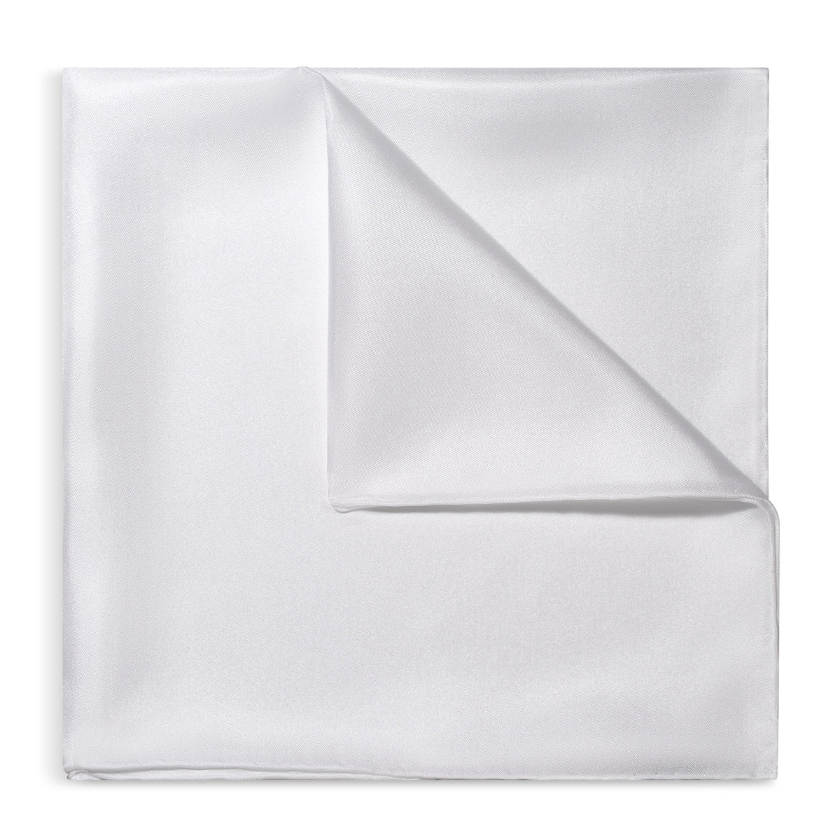 Plain White Silk Pocket Square Benson & Clegg