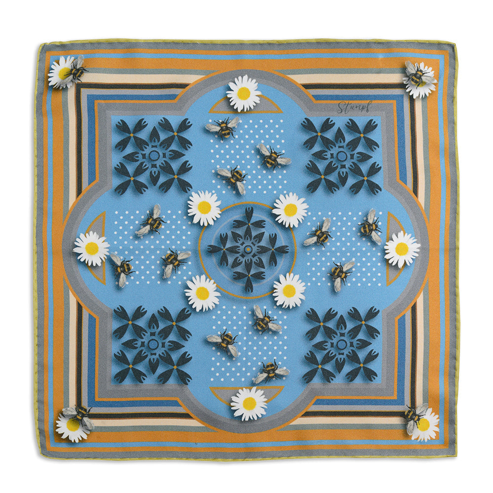 Polka Dot Bee Classic Orange Pocket Square Benson & Clegg