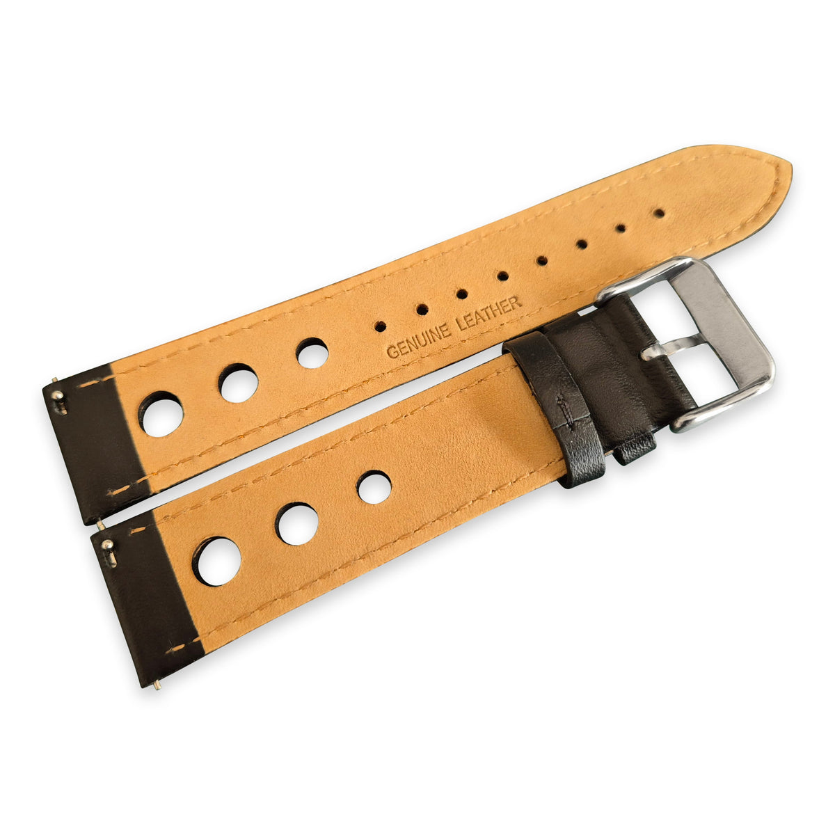 Black And Orange Leather Rally Hole Watch Strap - SJR London Timepiece