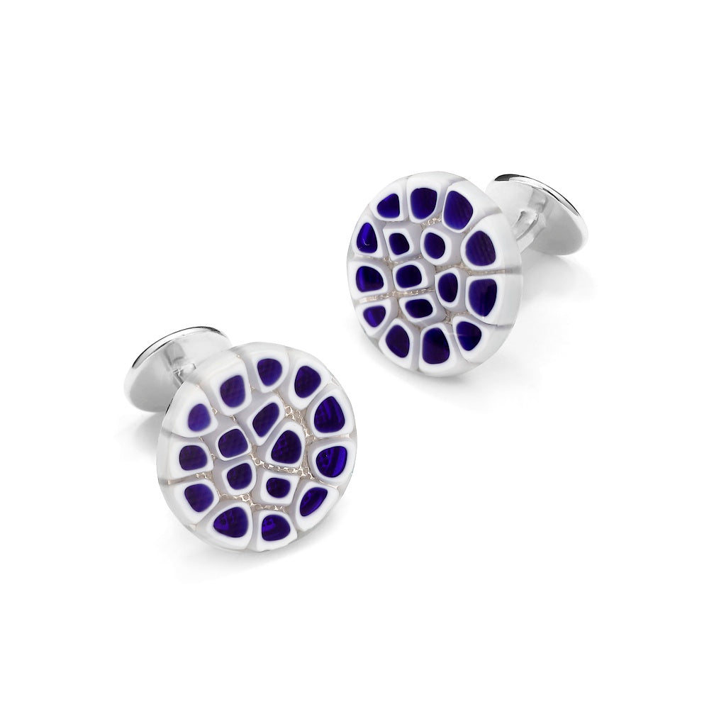 Murano Glass 'Florentina' Cufflinks With Sterling Silver Benson & Clegg