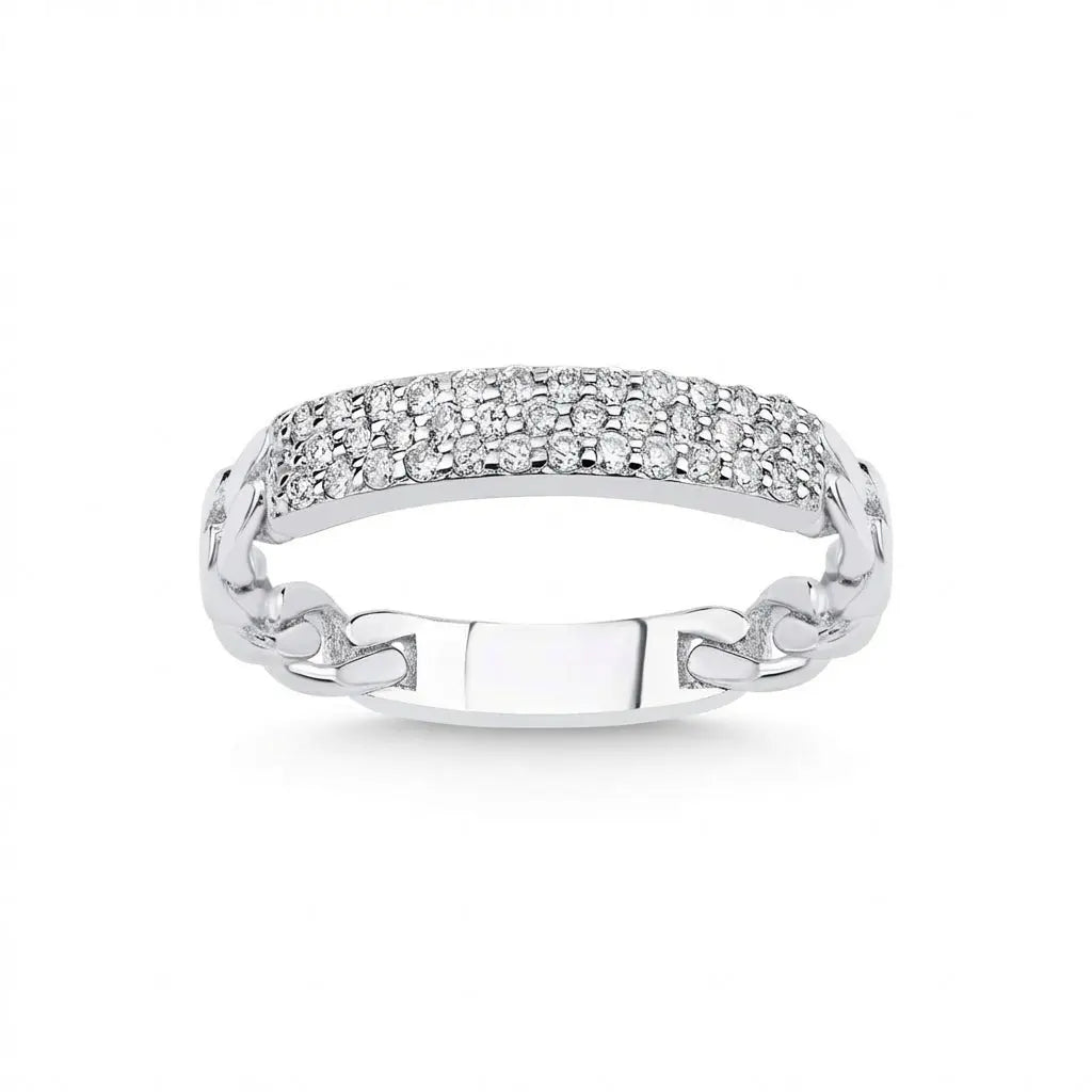 Gold Wedding Band – Pavé Diamond – 14ct Gold Majestic Jewellery