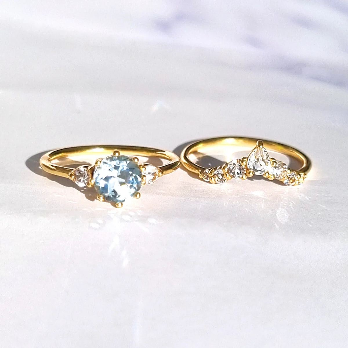 Selene Blue Topaz Ring Set in 18k Gold Vermeil - SJR London Timepiece