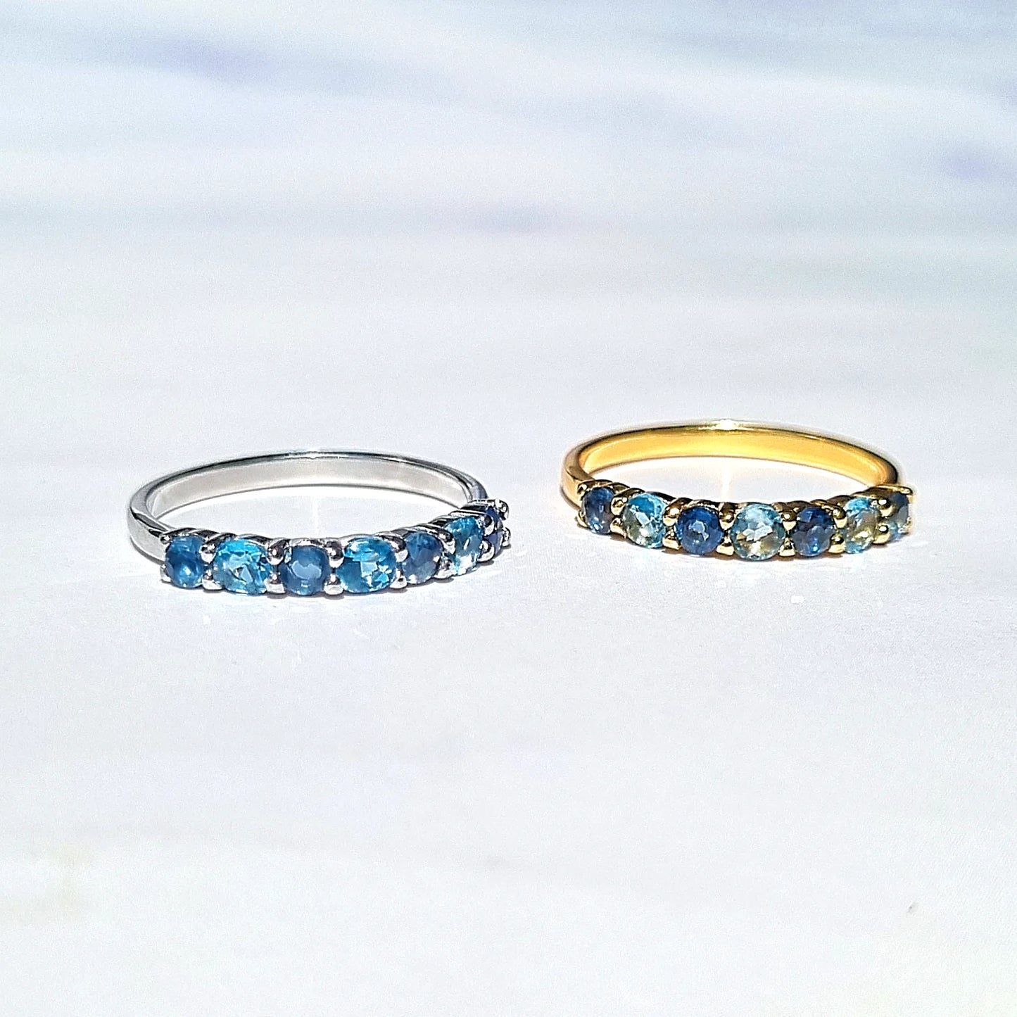 Blue Sapphire & Blue Topaz Half Eternity Band in Sterling Silver - SJR London Timepiece