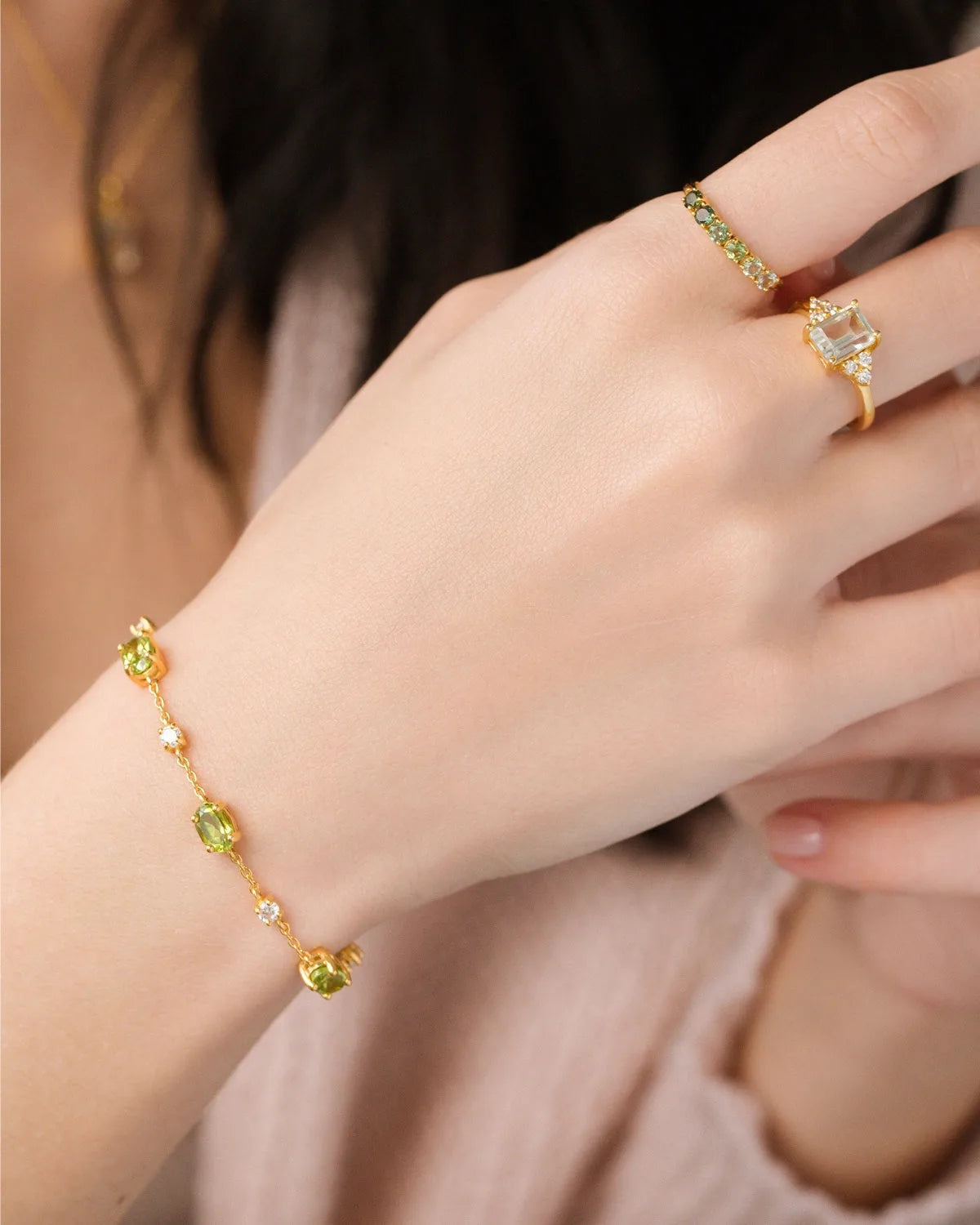 Peridot Bracelet in 18k Gold Vermeil - SJR London Timepiece
