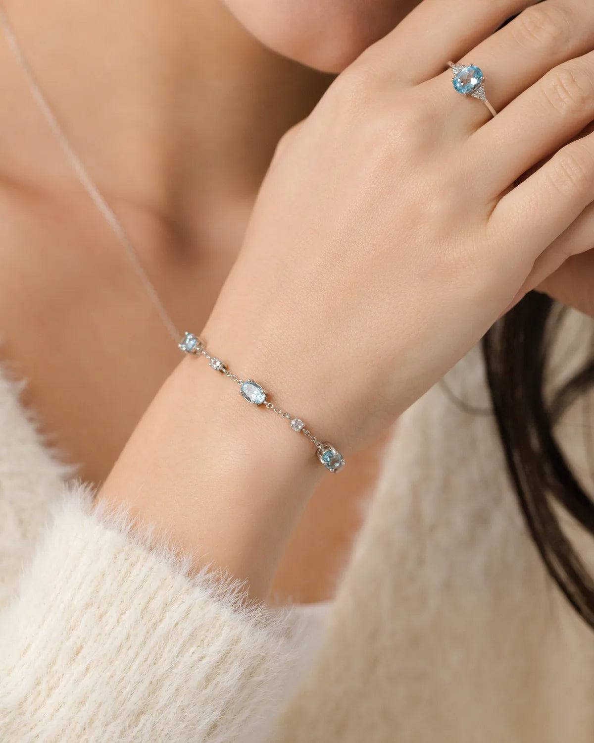 Blue Topaz Bracelet in Sterling Silver - SJR London Timepiece