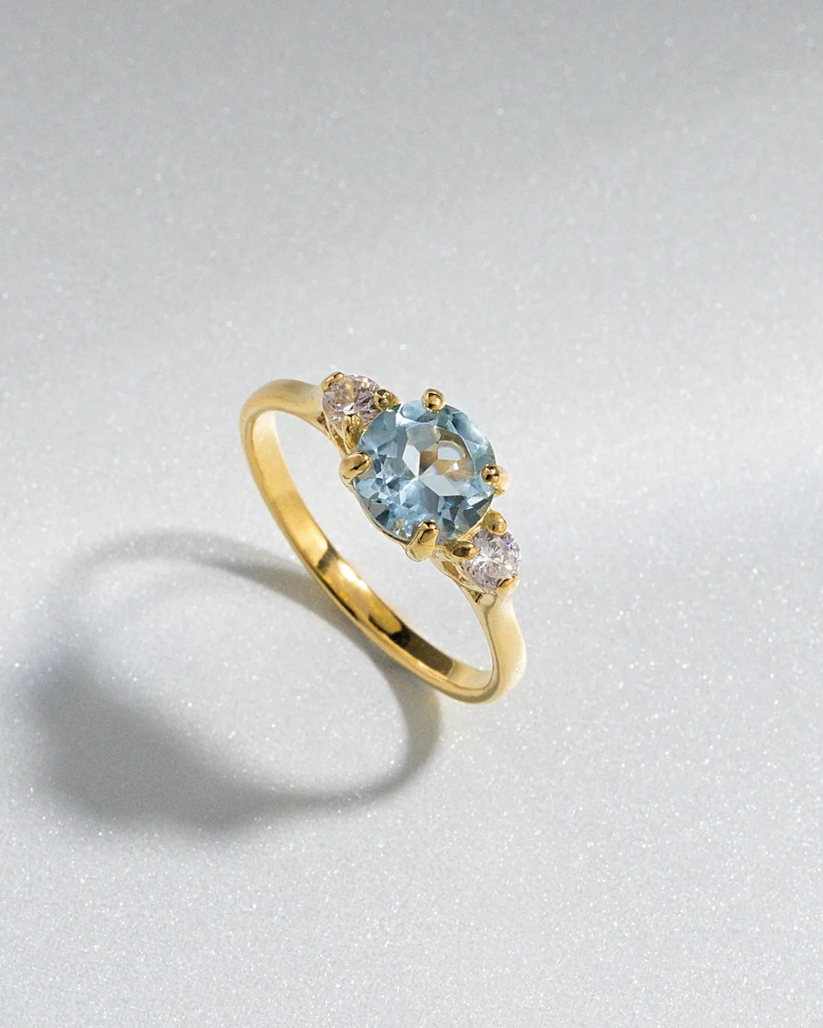 Blue Topaz Three Stone Ring in 18k Gold Vermeil - SJR London Timepiece