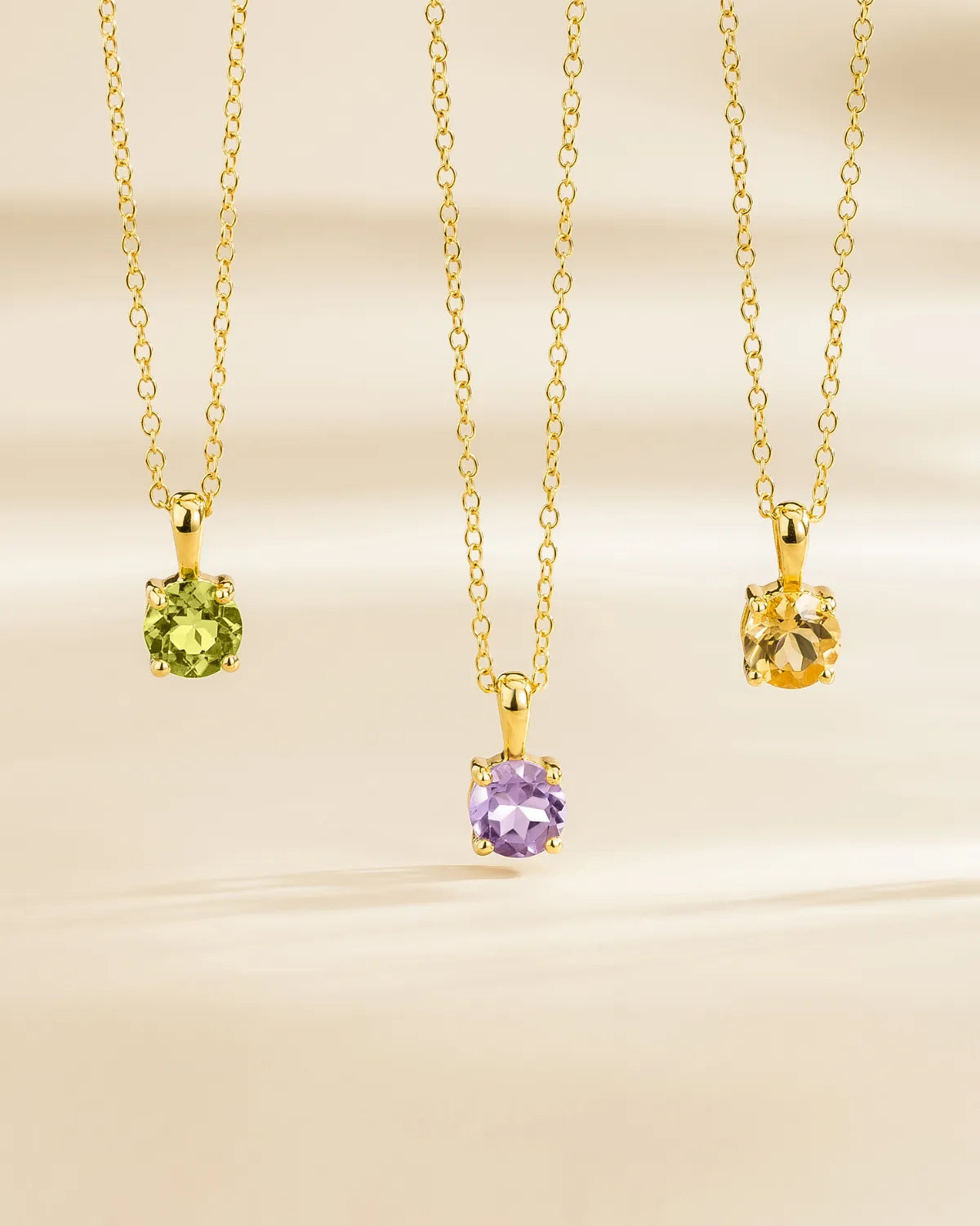 Peridot Solitaire Pendant Necklace in 18k Gold Vermeil - SJR London Timepiece