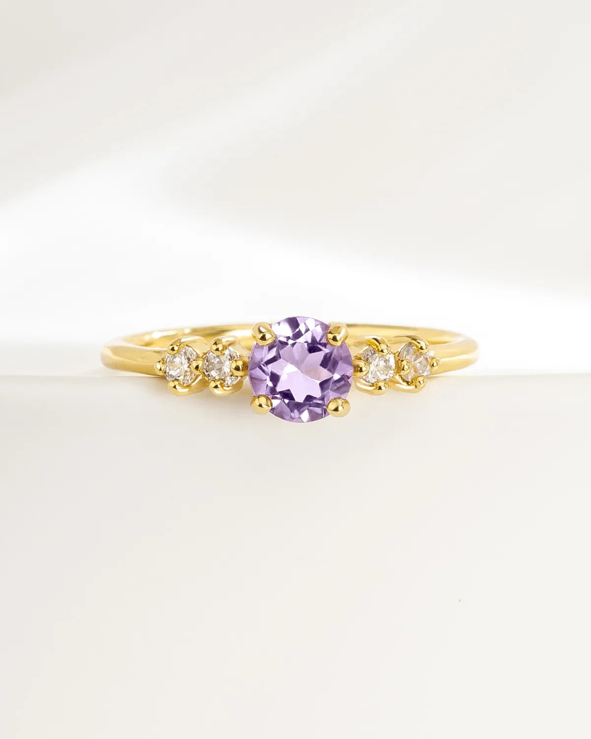 Lavender Amethyst Five Stone Ring in 18k Gold Vermeil - SJR London Timepiece