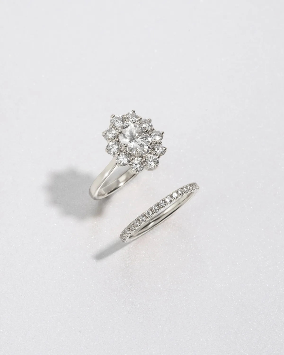 2.5 ct Oval Moissanite Halo Engagement Ring in Sterling Silver - SJR London Timepiece