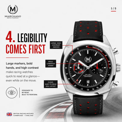 Classic Driver Chronograph, Black Strap (PRE-ORDER NOW) - SJR London Timepiece