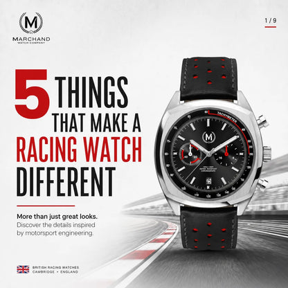 Classic Driver Chronograph, Black And Red Strap (PRE-ORDER NOW) - SJR London Timepiece