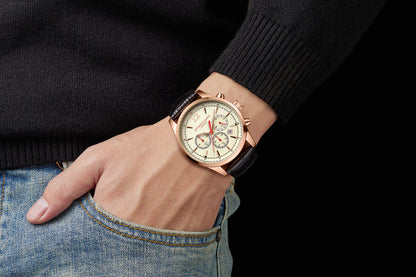 Hand Assembled Anthony James Limited Edition Classic Chronograph Rose White - SJR London Timepiece