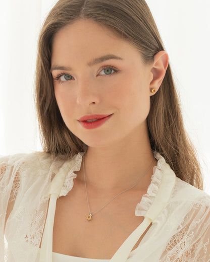 Citrine Solitaire Pendant Necklace in Sterling Silver - SJR London Timepiece