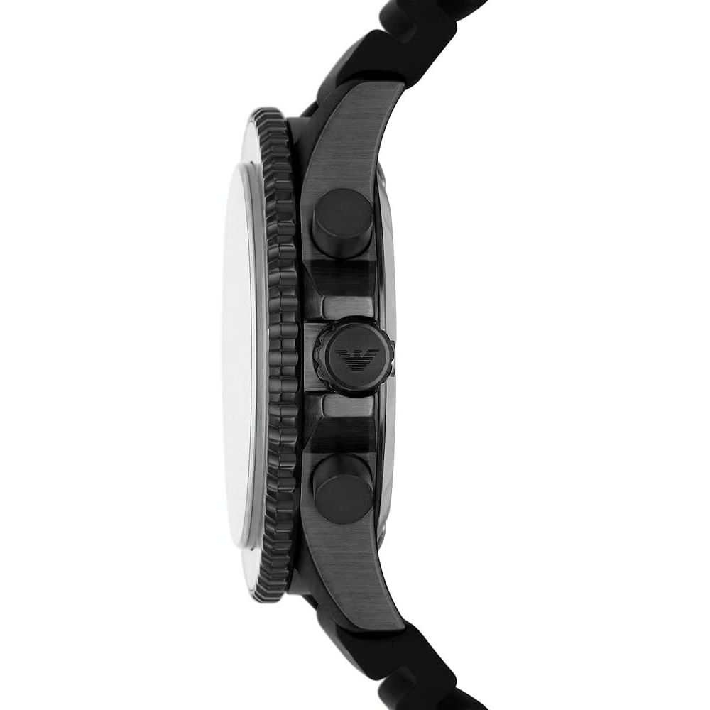 Black men's watch with a stainless steel case and brown leather strap by Alan Frost Watches.