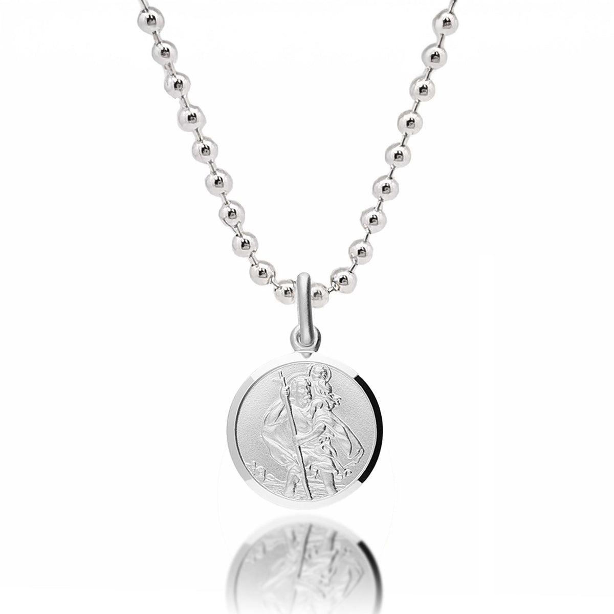 Classic Small St Christopher Necklace Sterling Silver 14mm Scarlett Jewellery