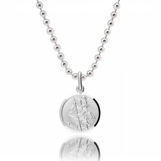 Classic Small St Christopher Necklace Sterling Silver 14mm Scarlett Jewellery