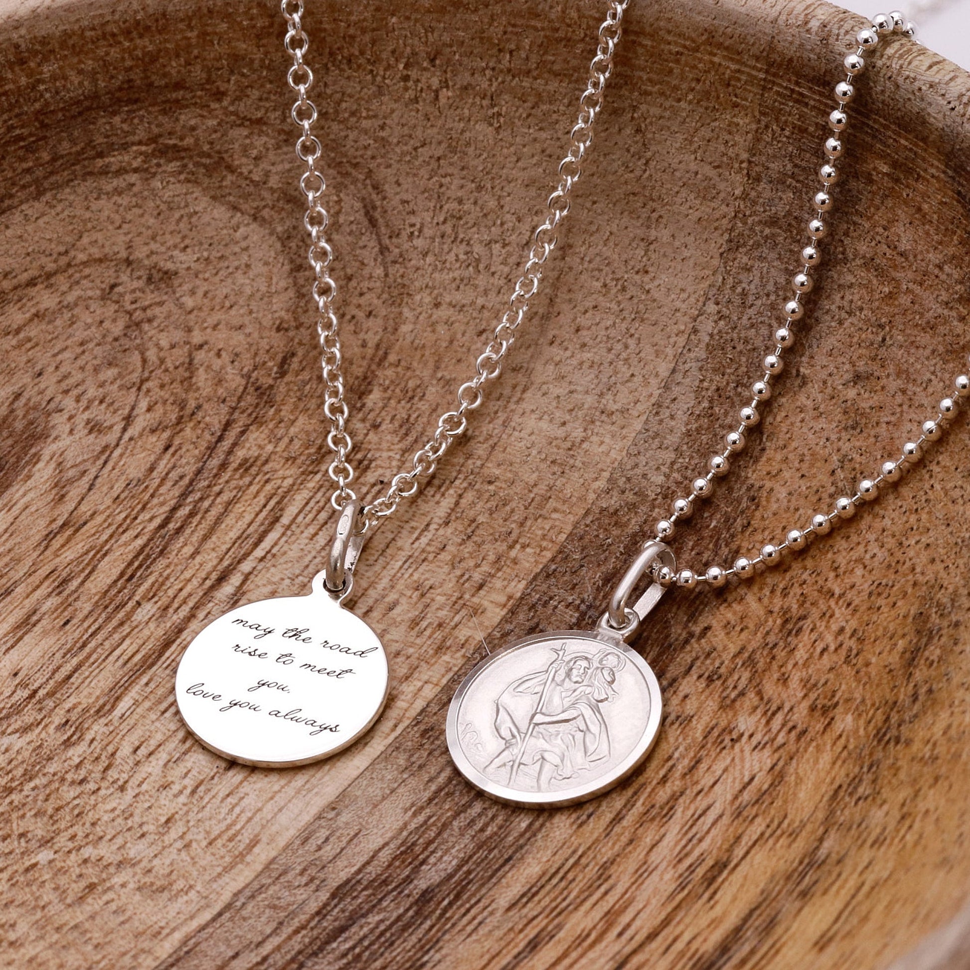 Classic Small St Christopher Necklace Sterling Silver 14mm Scarlett Jewellery