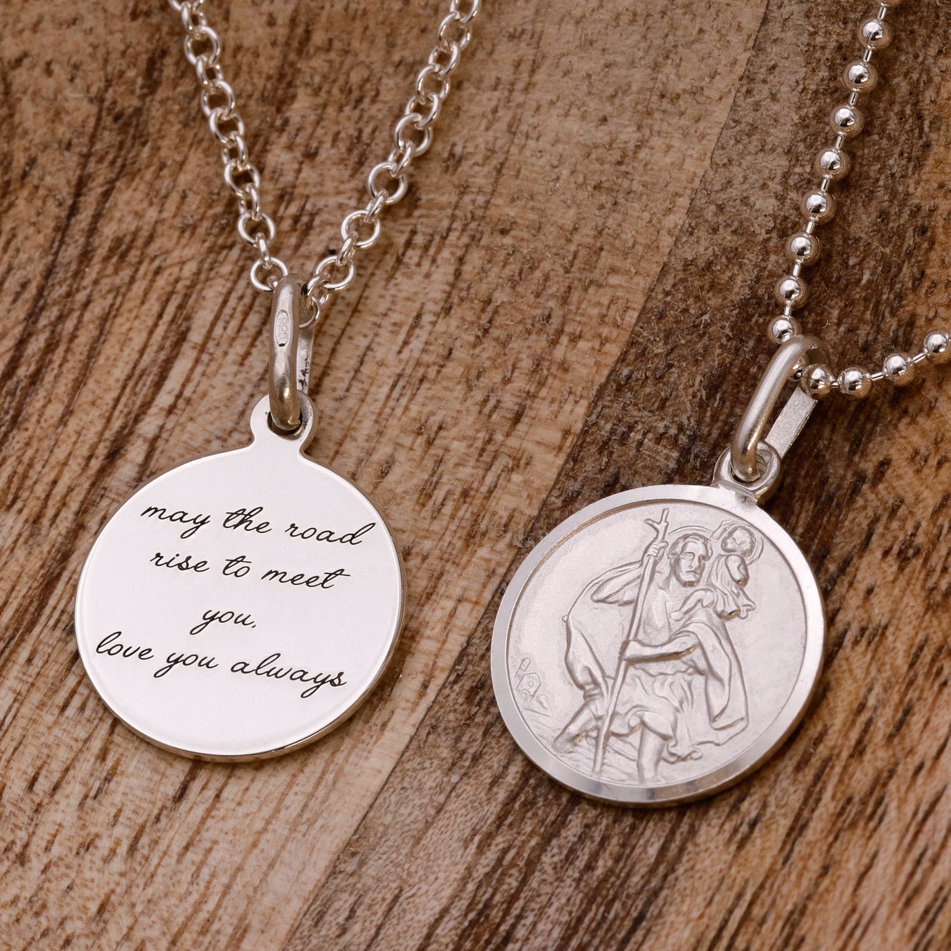 Classic Small St Christopher Necklace Sterling Silver 14mm Scarlett Jewellery