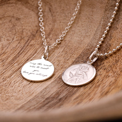 Classic Small St Christopher Necklace Sterling Silver 14mm Scarlett Jewellery