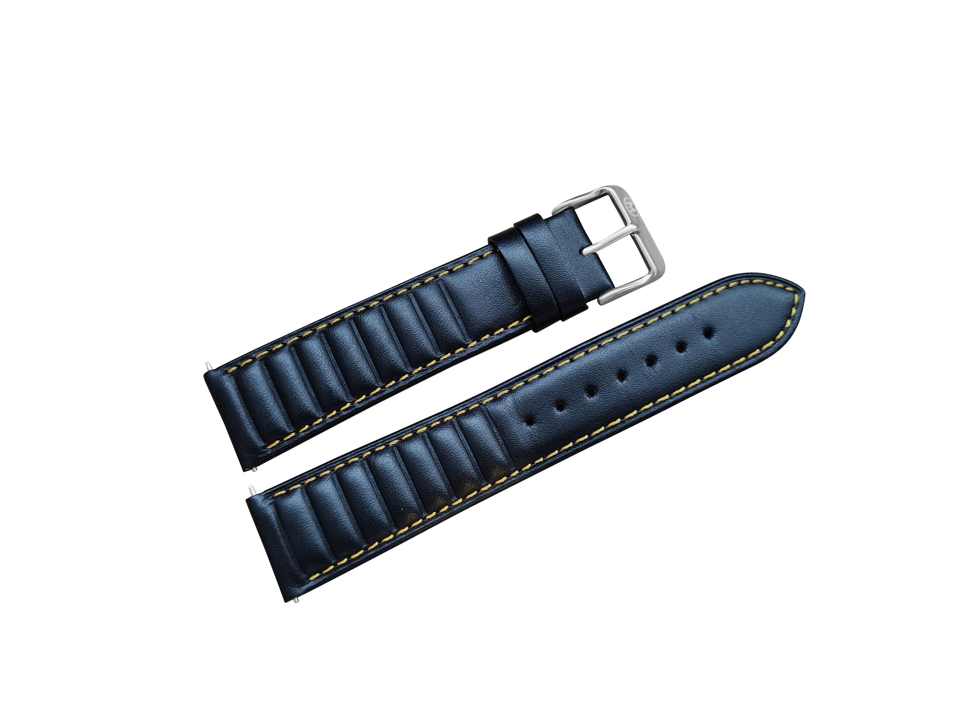 Black Ribbed Leather Race Watch Strap - SJR London Timepiece