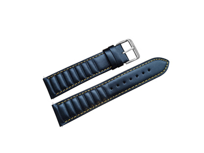 Black Ribbed Leather Race Watch Strap - SJR London Timepiece