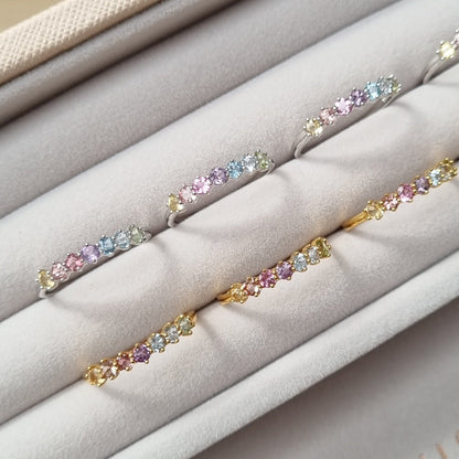 Pastel Rainbow Gemstone Eternity Ring in 18k Gold Vermeil - SJR London Timepiece