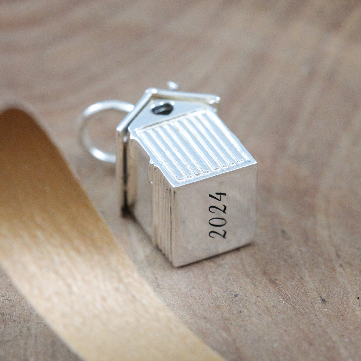 Beach Hut Personalised Silver Charm Scarlett Jewellery