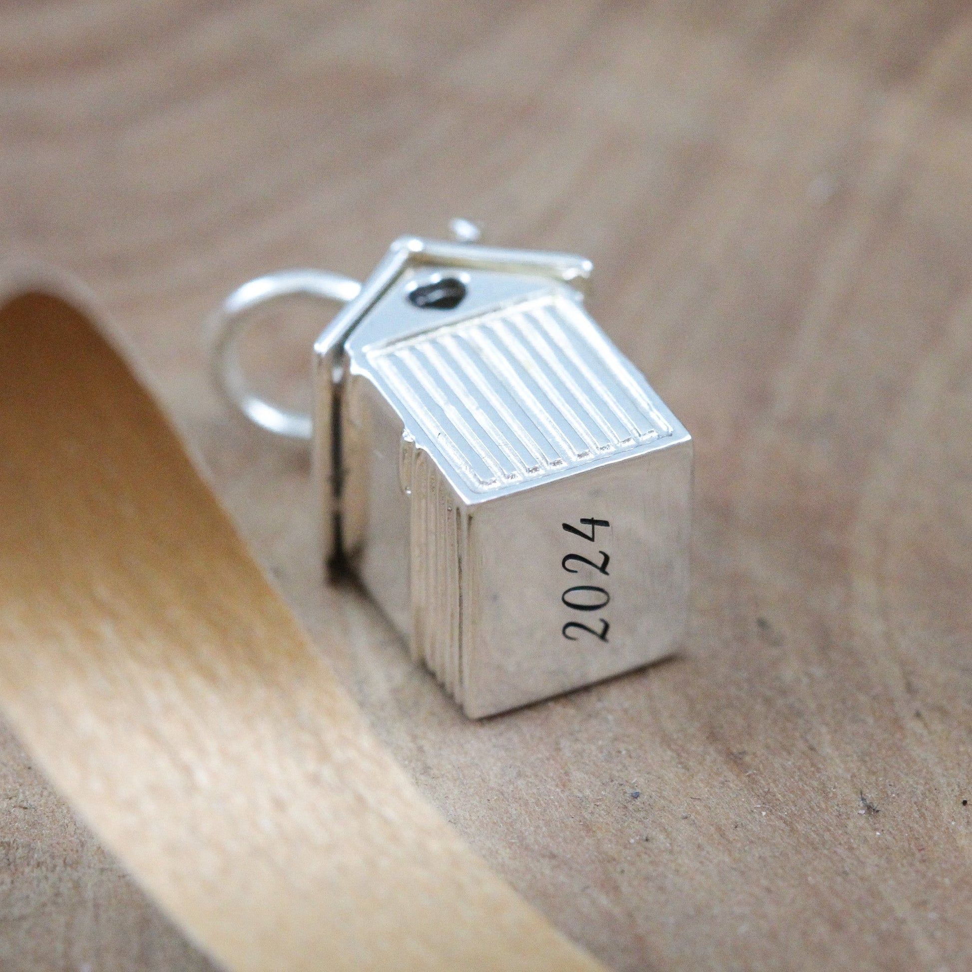 Beach Hut Personalised Silver Charm Scarlett Jewellery