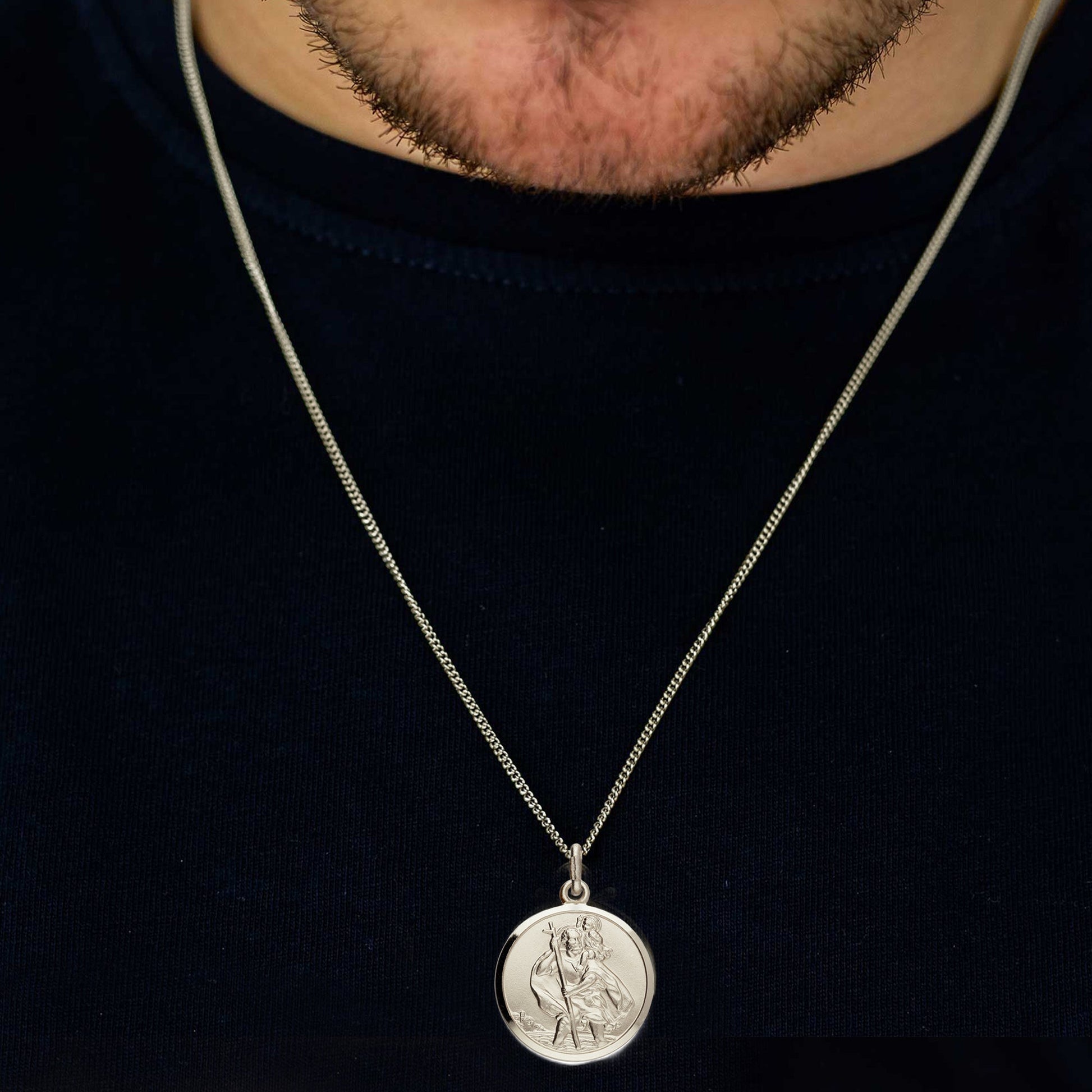 Classic St Christopher Necklace Sterling Silver 20mm Scarlett Jewellery