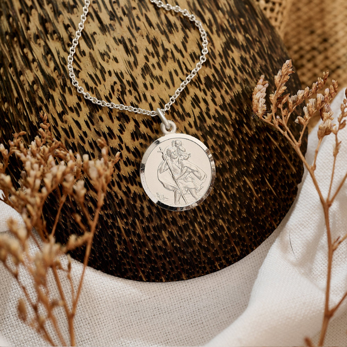 Classic St Christopher Necklace Sterling Silver 20mm Scarlett Jewellery