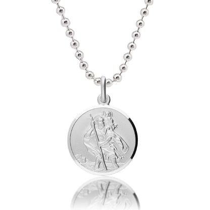 Classic St Christopher Necklace Sterling Silver 20mm Scarlett Jewellery