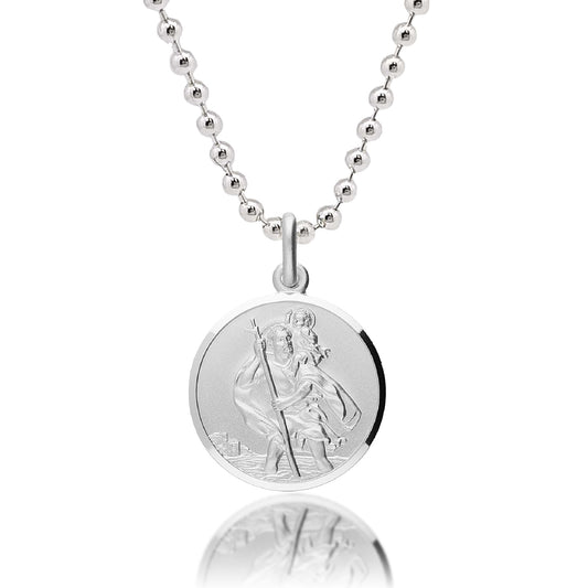 Classic St Christopher Necklace Sterling Silver 20mm Scarlett Jewellery