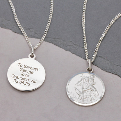 Classic St Christopher Necklace Sterling Silver 20mm Scarlett Jewellery