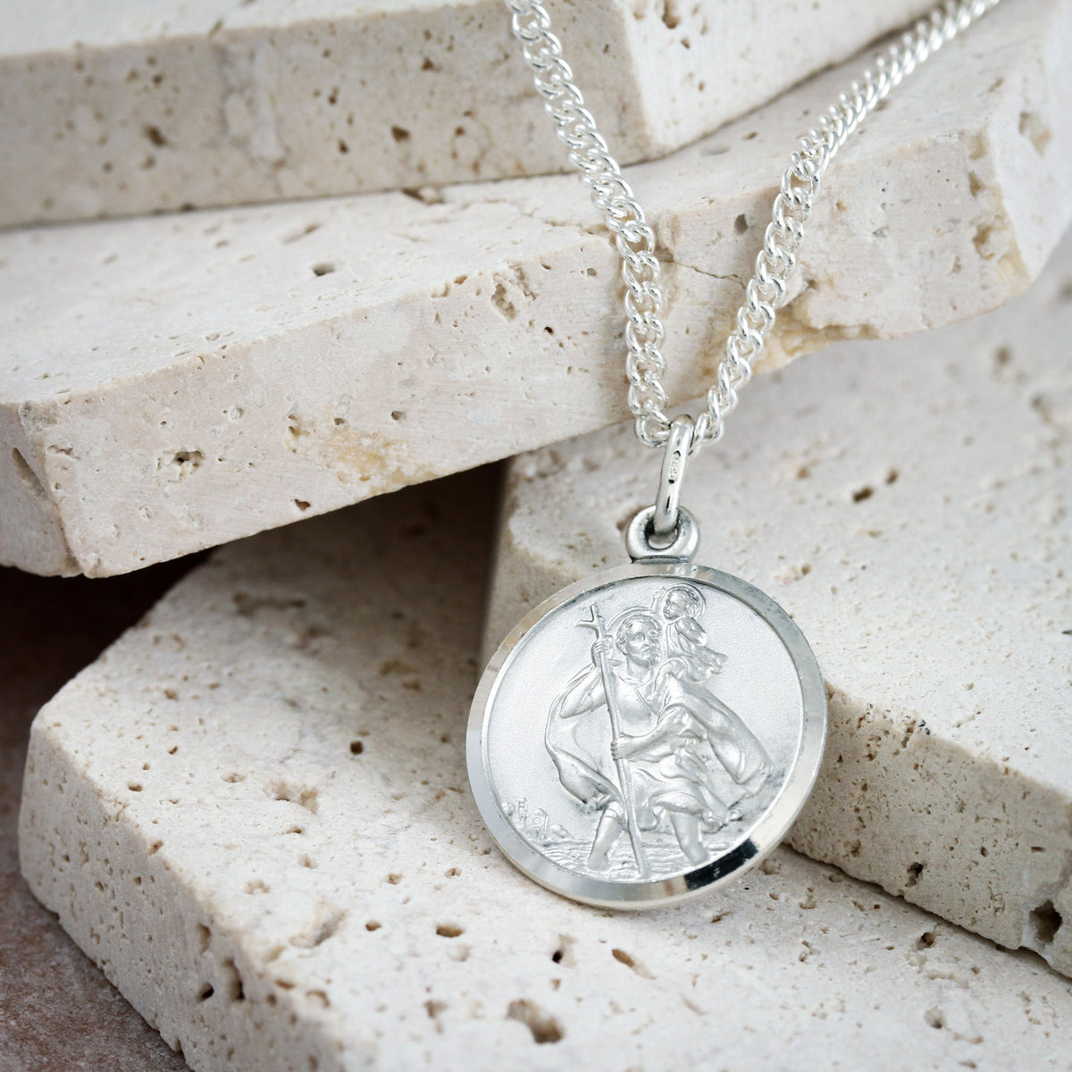 Classic St Christopher Necklace Sterling Silver 20mm Scarlett Jewellery