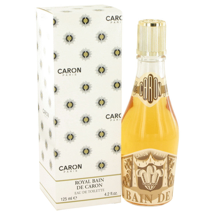 Caron Royal Bath Champagne unisex eau de toilette in elegant gold bottle with white label by The Fragrance Avenue