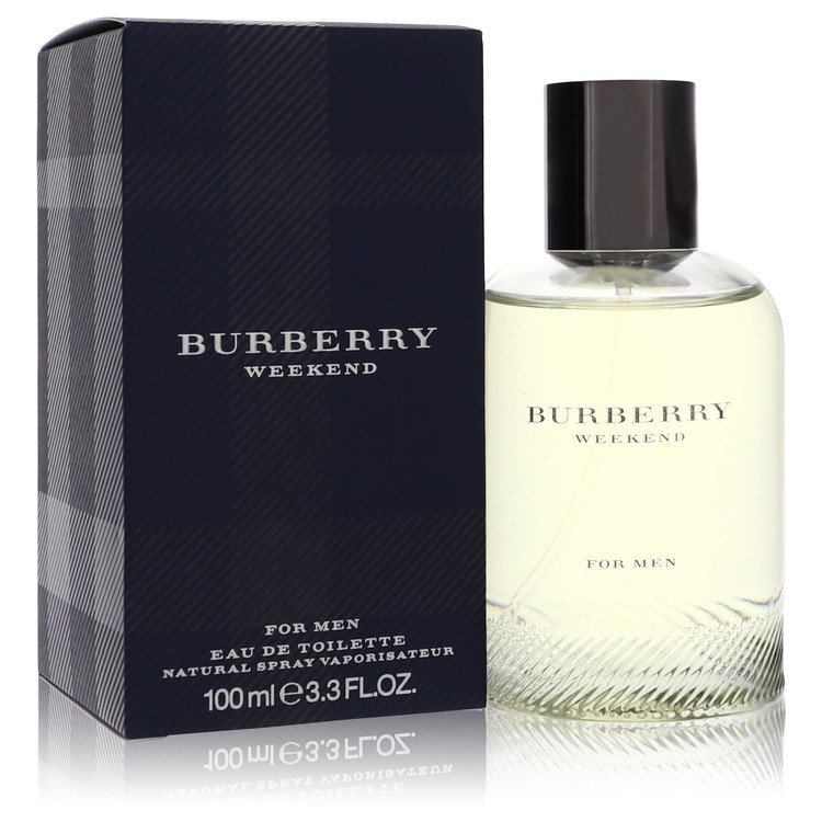 Burberry Weekend Eau De Toilette Spray for Men in silver bottle with black label, 3.3 oz / 100 ml by The Fragrance Avenue.