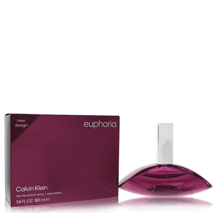 Blue glass bottle of Calvin Klein Euphoria Eau de Parfum Spray for Women, 3.4 oz / 100 ml by The Fragrance Avenue.