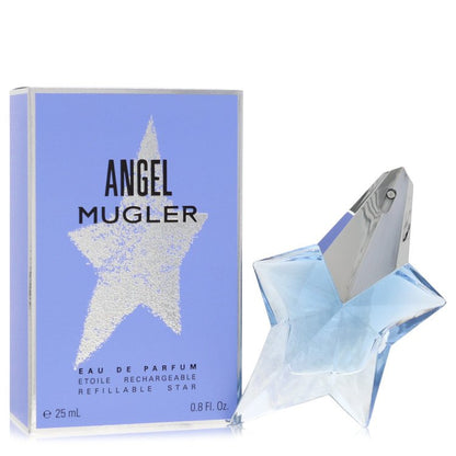 Gold bottle of Thierry Mugler Angel Eau de Parfum Spray Refillable for Women 1.7 oz/50 ml displayed on a white background by 