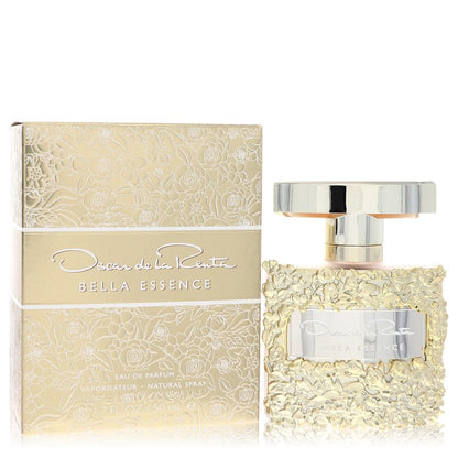 Bella Essence by Oscar De La Renta eau de parfum spray in gold bottle with white label, 1.7oz/50ml, by The Fragrance Avenue.